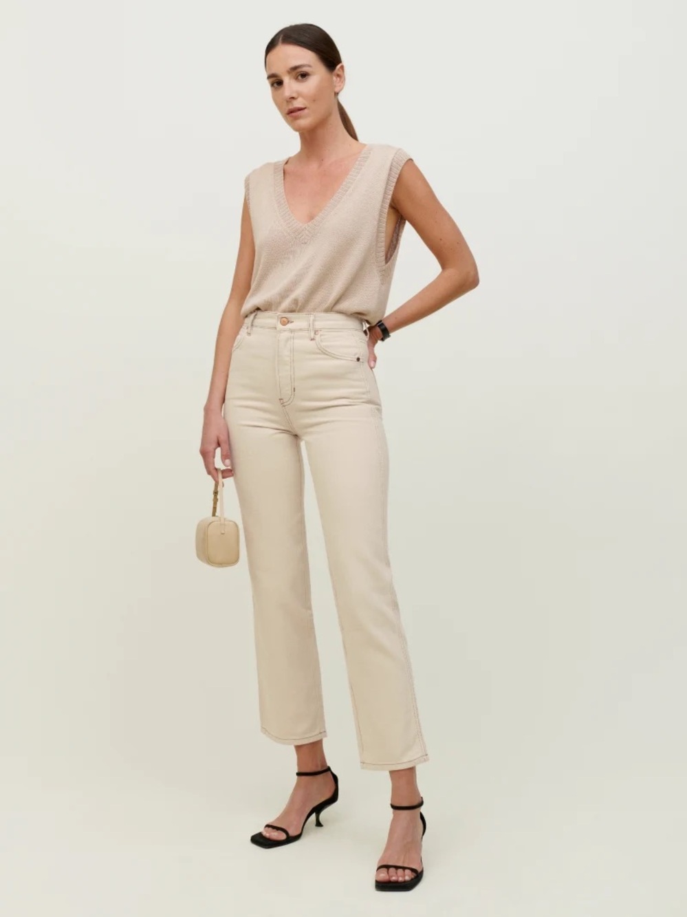 Reformation Cowboy High Rise Straight Jeans (Almond)